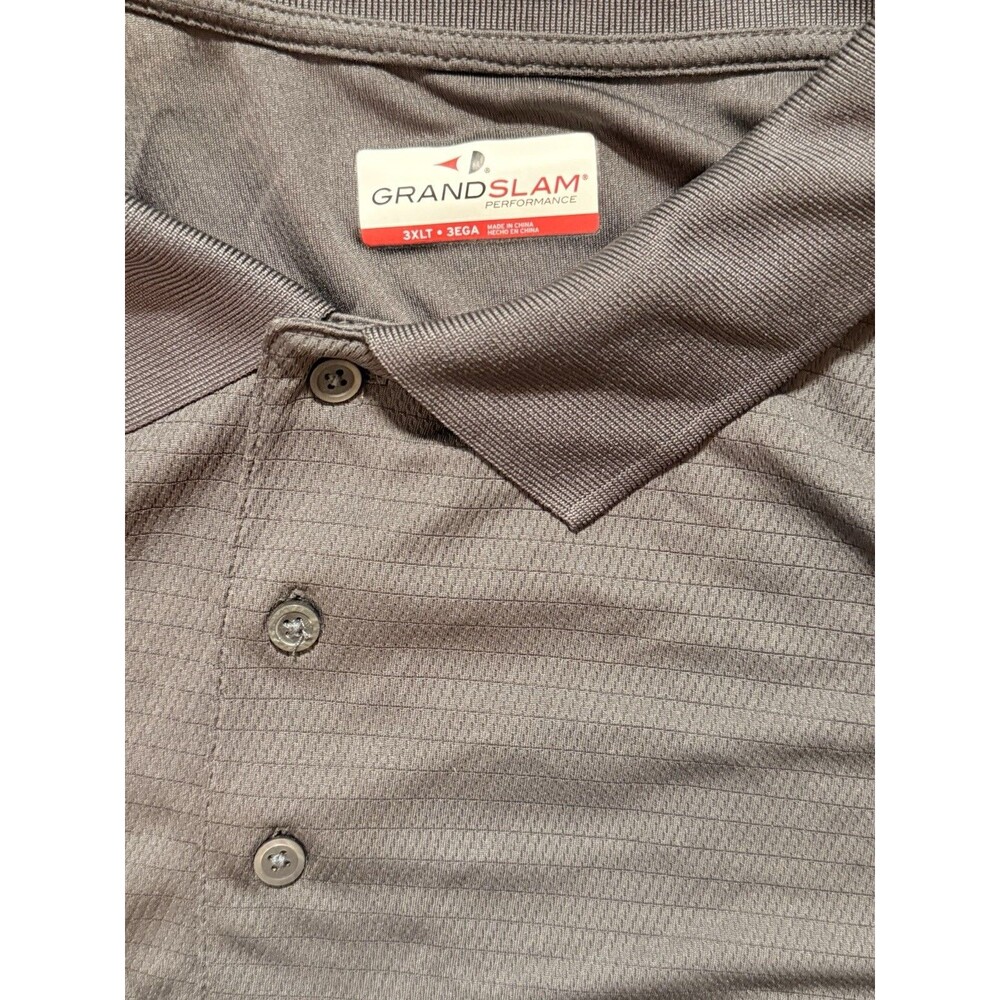 Grand Slam Performance Gray Short Sleeve Polo Shirt 3XLT Big & Tall Collared - Picture 6 of 6